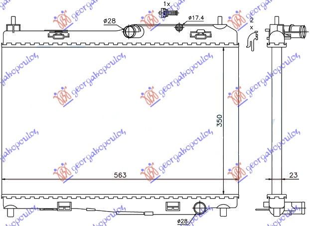 Hladnjak motora 1.4 benzin ručni +/- klima (56X35.5) (MAHLE BEHR PREMIUM LINE)