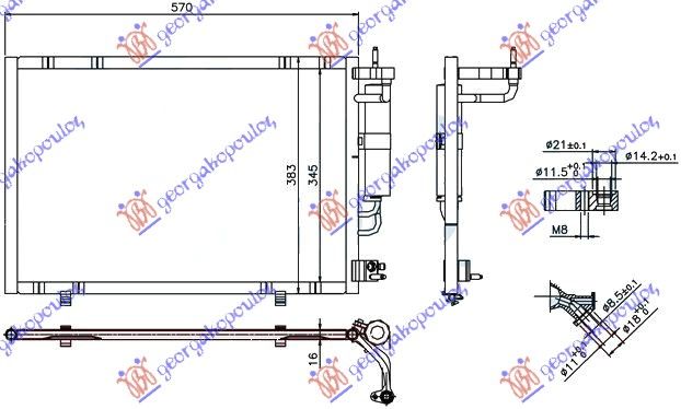 Hladnjak klime benzin 1,4 tdci (530×350×16) 11-