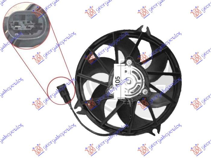 Ventilator hladnjaka komplet 3.0 benzin - 1.6-2.0-2.2 dizel (340 MM) (2 PIN)