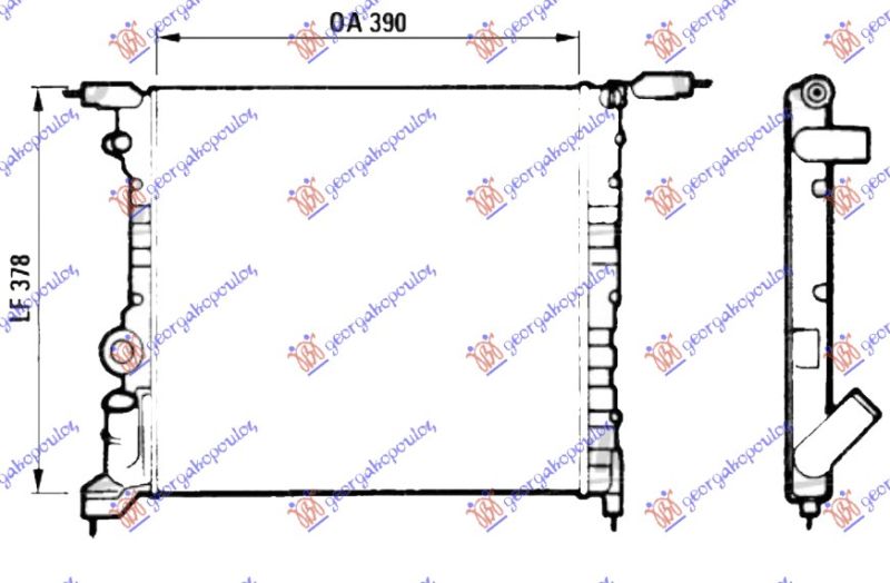Hladnjak motora 1.2-1.4 cc 8v (39X38) (ZATVORENI) (VALEO CLASSIC)
