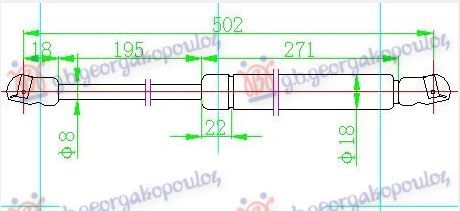 Amortizer gepek vrata 5 vrata (500L-400N)