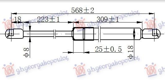 Amortizer gepek vrata 3 vrata (568L-360N)