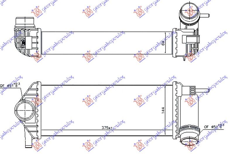Hladnjak interkulera 1.5 (108-109-111-112 CDI) dizel (375X145X64) quick fit