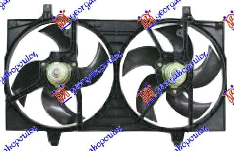 Ventilator hladnjaka komplet dupli benzin (445 MM BAZA VENTILATORA GORNJI OTVORI)