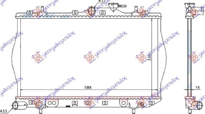 Hladnjak motora 1.3/1.5 12v (+/-AC) (33X60)