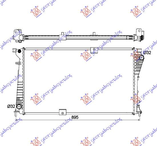 Hladnjak motora 2.0–2.5 dci dizel (780X450X26) dijagonalna cijev (SA START–STOP)
