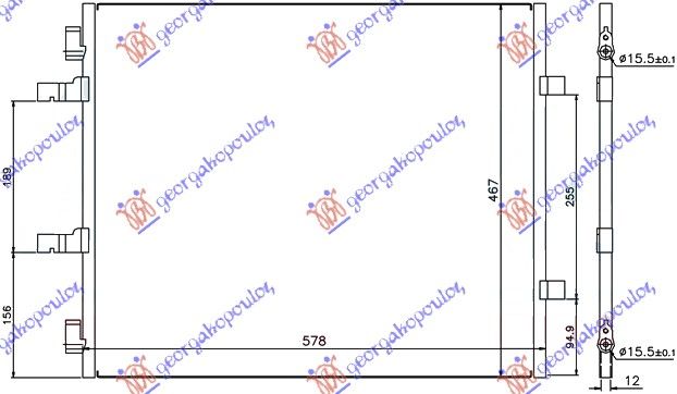 Hladnjak klime 2.0 dci (55×46) cijev lijevo