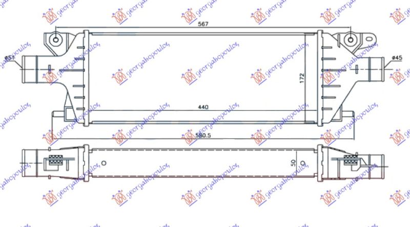 Hladnjak interkulera 2.0 jtd (440X172X55)