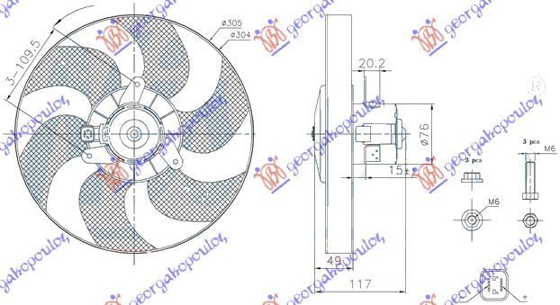 Ventilator hladnjaka (MOTOR+ELISA) komplet (BENZIN/DIZEL)