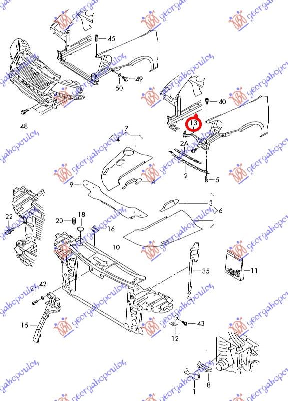 Nosač fara vanjski donji plastični -07