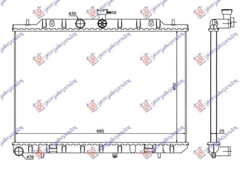 Hladnjak motora 2.0 t.d 07– (45X69)