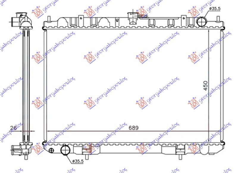 Hladnjak motora 2.2 dci -07 (45X69)
