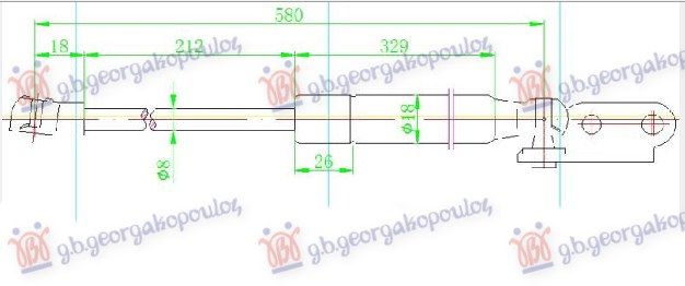 Amortizer gepek vrata 07- (580L-540N)