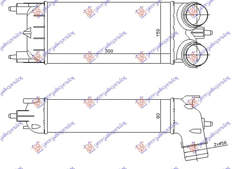 Hladnjak intercoolera  1.6 thp  benzin (300X150X80)