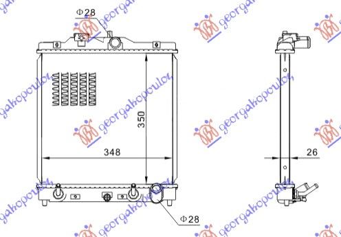 Hladnjak motora svi modeli benzin automatski (350X350X26)