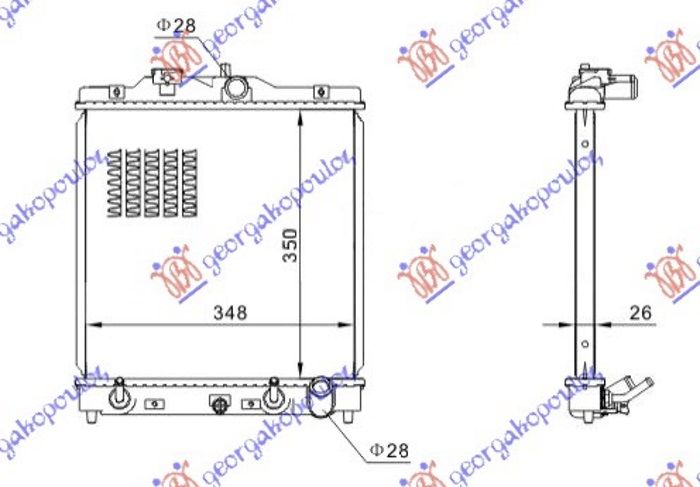 Hladnjak motora svi modeli benzin automatski (350X350X26) (KOYO)