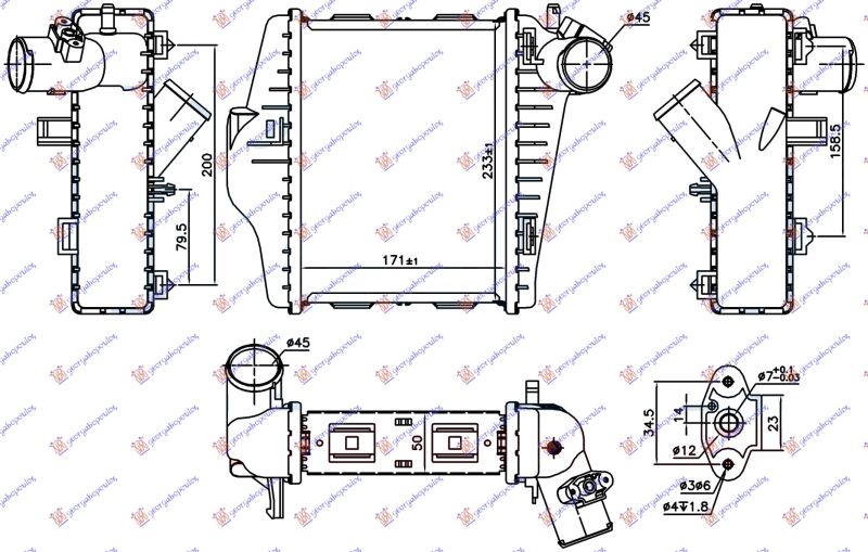 Hladnjak interkulera 1.0i turbo (171X233X50) (MAHLE BEHR PREMIUM LINE)