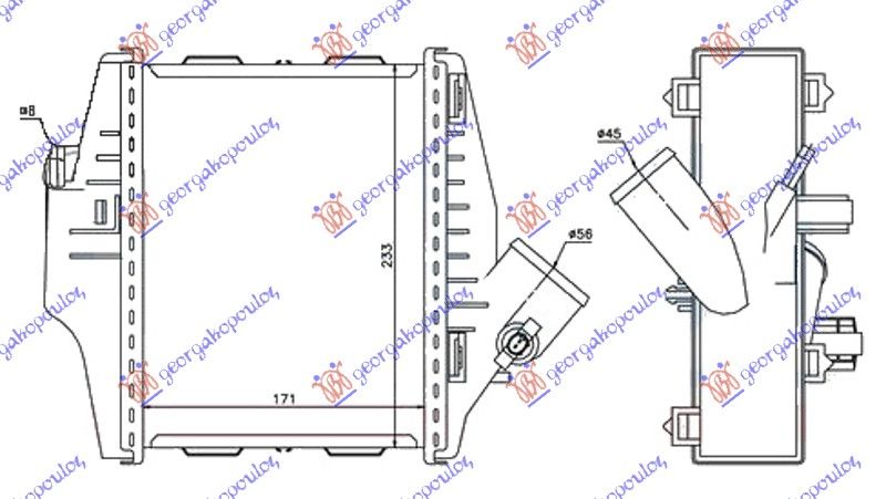 Hladnjak interkulera 0.8 cdi dizel (171X233X50)