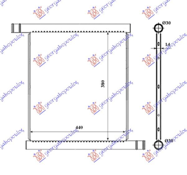 Hladnjak motora za sve (44X38) (MAHLE BEHR PREMIUM LINE)
