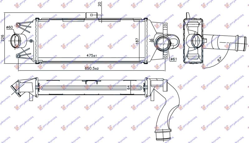 Hladnjak interkulera 2.8 td 09- (475X192X65)