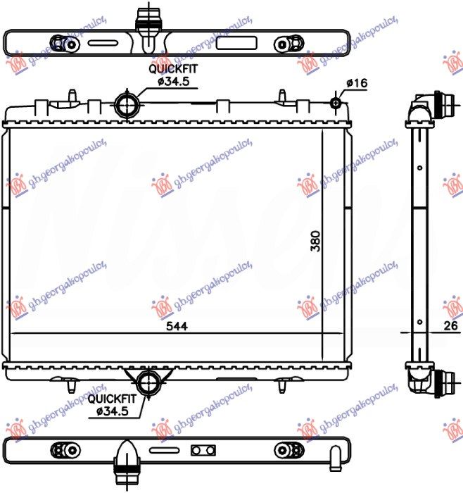 Hladnjak motora benzin 1.6 thp (121KW) - dizel 1.6 bluehdi (88KW) (380X540X26)