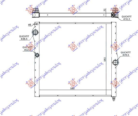 Hladnjak motora 4.4 m benzin (AUTOMATSKI) (58.5X58.2X3.2)