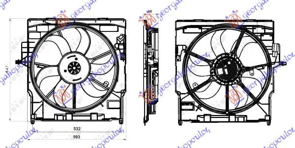 Ventilator hladnjaka komplet 3.0 benzin (520 MM) (400 W) (3 PIN)
