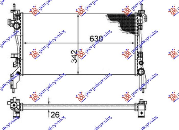 Hladnjak motora 1.3 mjtd (63X32.5) (MAHLE BEHR)
