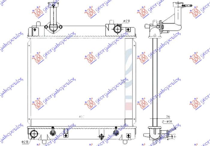 Hladnjak motora 1.0 benzin automatski (350X400X16) (KOYO)