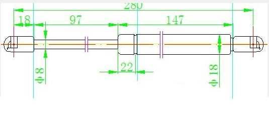 Amortizer gepek vrata 4 vrata (280L-440N)