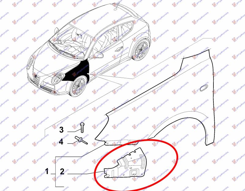 Nosač prednjeg blatobrana metalni