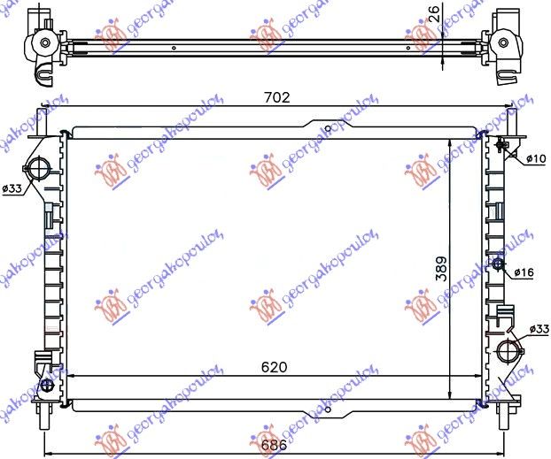 Hladnjak motora 1.8 benzin - 1.8 tdci + klima (62X38,9X28)