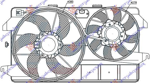 Ventilator hladnjaka komplet (DOUBLE/2 MOTORA) +a/c 1.8 benzin