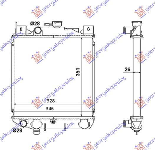 Hladnjak motora 1.6i 16v +/- klima (35X33X2,6)