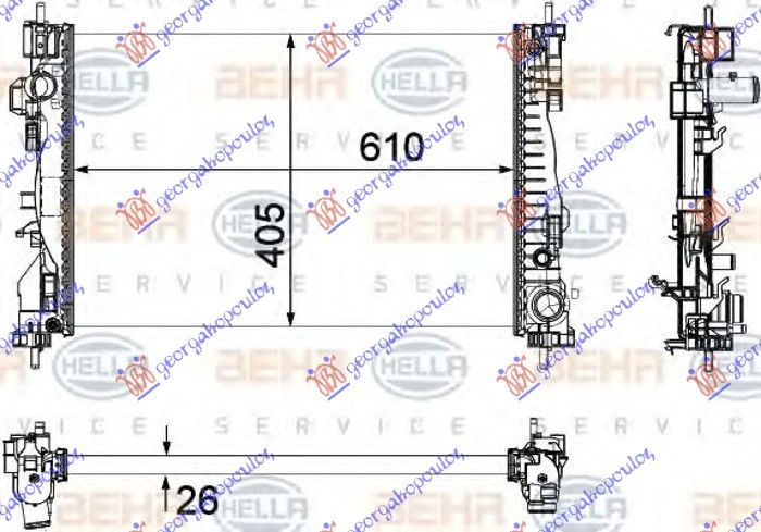 Hladnjak motora 1.4 turbo (120) (61X40.5X2.6)