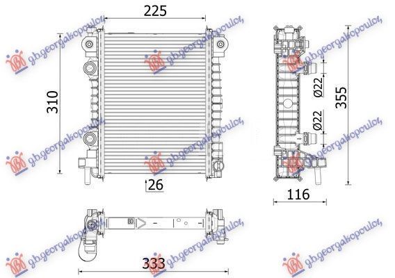 Hladnjak motora dodatni (2.0-2.9 BENZIN) (MAHLE BEHR PREMIUM LINE) (225X310X26)