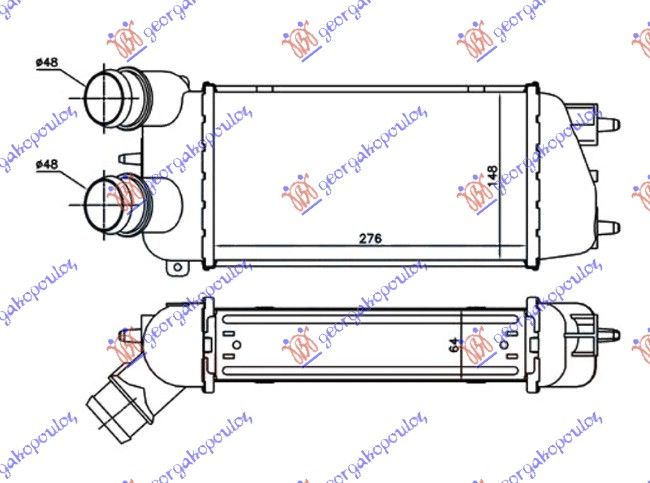 Hladnjak interkulera 1.6 hdi dizel (275X150X64) -06