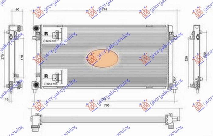 Hladnjak motora 1.6 tdi dizel (650X320X32) bez cijevi