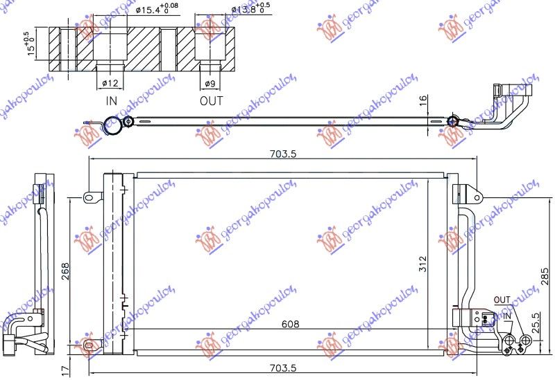 Hladnjak klime 1,0 tsi/1,4 tfsi benzin 1,4 tdi dizel 16- (608×312×16)
