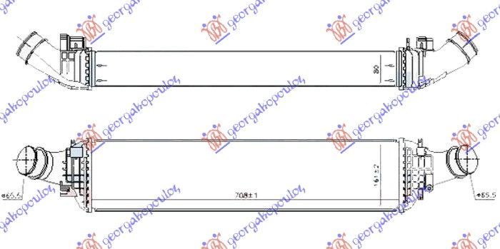 Hladnjak interkulera 3.0 tdi dizel (710X160X80) (CIJEVI 66MM)