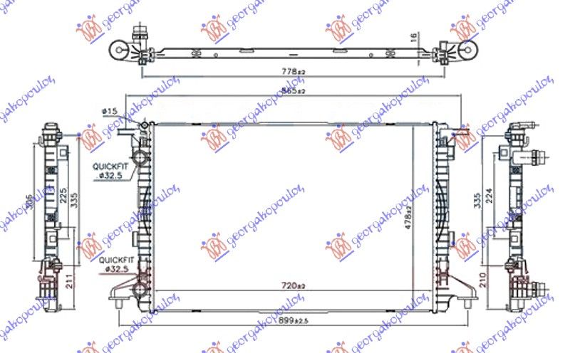 Hladnjak motora 1.4 tfsi benzin – 2.0 tdi dizel (720X480X16) cijev 32/32