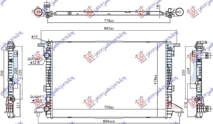 Hladnjak motora 1.4 tfsi benzin – 2.0 tdi dizel (720X480X16) cijev 32/32
