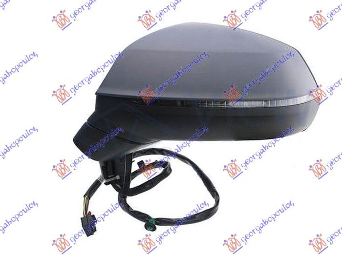 Retrovizor električni grijani grundiran (S BOČNIM SVJETLOM I SIDE ASSIST) 8pin (A KVALITETA) (ASFERIČNO STAKLO)