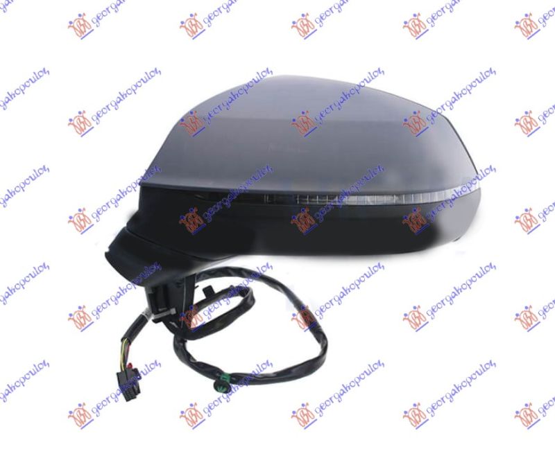 Retrovizor električni grijani preklopivi grundiran (SA BOČNOM LAMPOM I MEMORIJOM, LANE ASSIST) (15 PINA) (A KVALITETA) (ASFERIČNO STAKLO)
