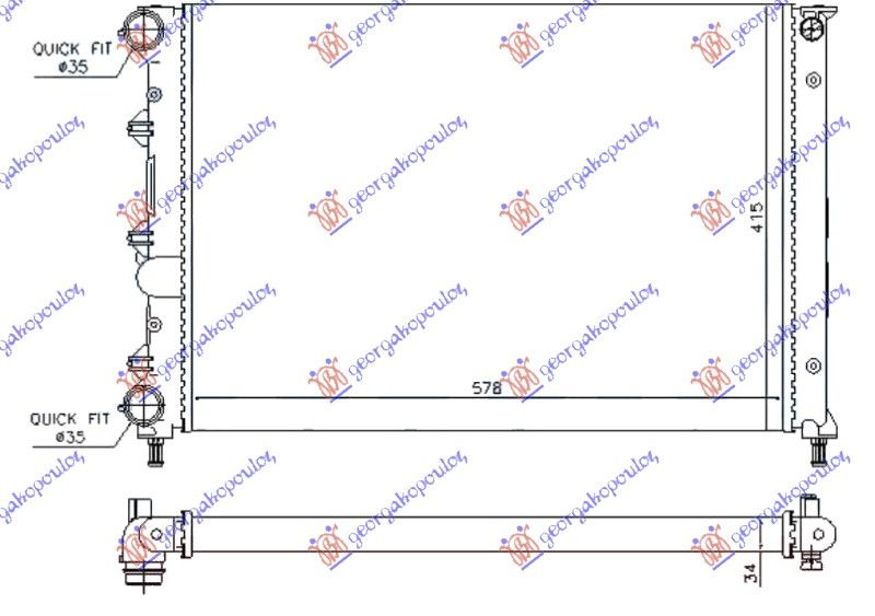 Hladnjak motora 1.6 16v twin spark 05- (580X410X34)