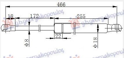 Amortizer gepek vrata 3/5 vrata (467L-455N)