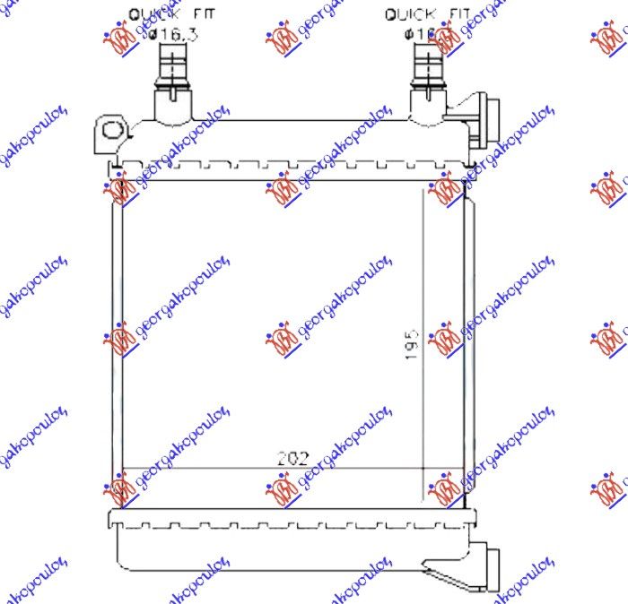 Hladnjak motora 2.0 s benzin automatik (680X320X26) (3 CIJEVI)