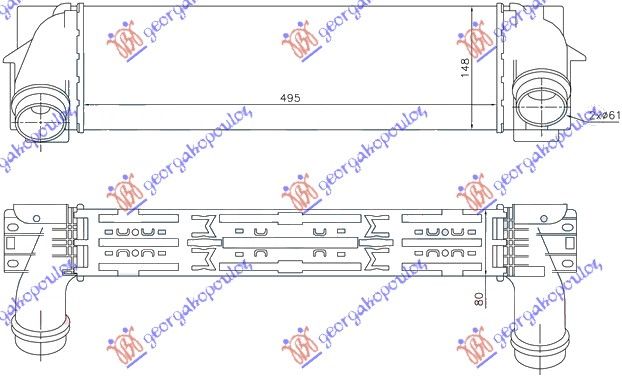 Hladnjak intercooler 2.0 (20/28IX) benzin - 2.0 (20DX) dizel (495X145X80)