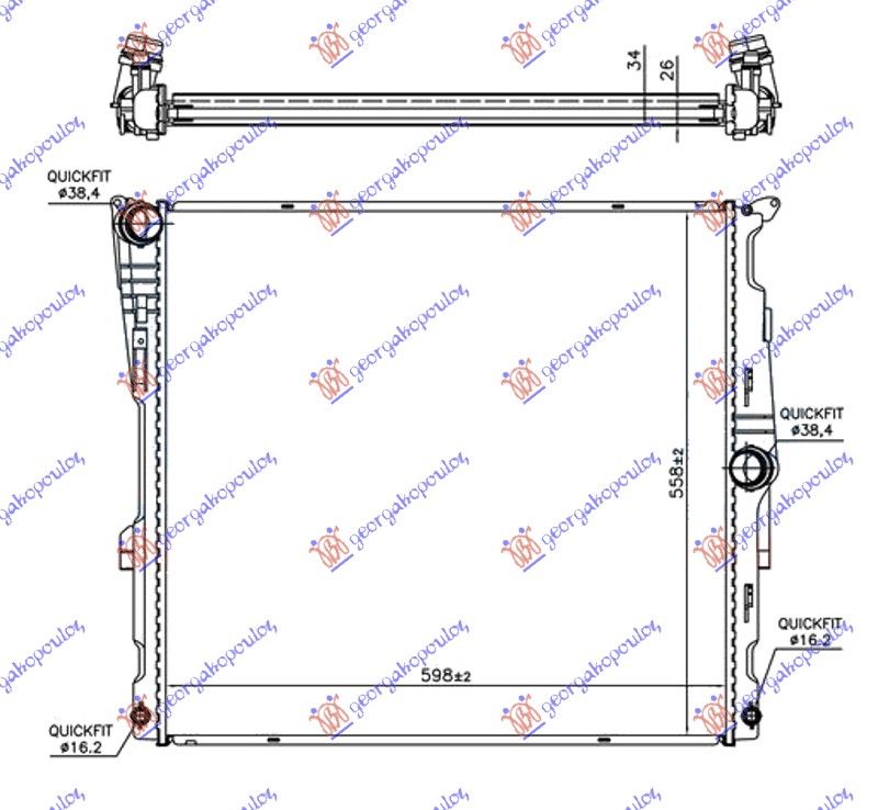 Hladnjak motora 3.0 (28IX KIN N52B30) benzin automatski (600X560X26)