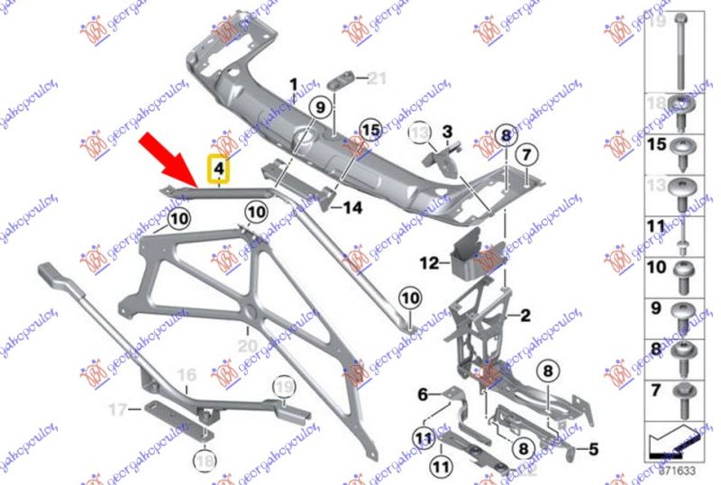 Vezni lim gornji aluminijski